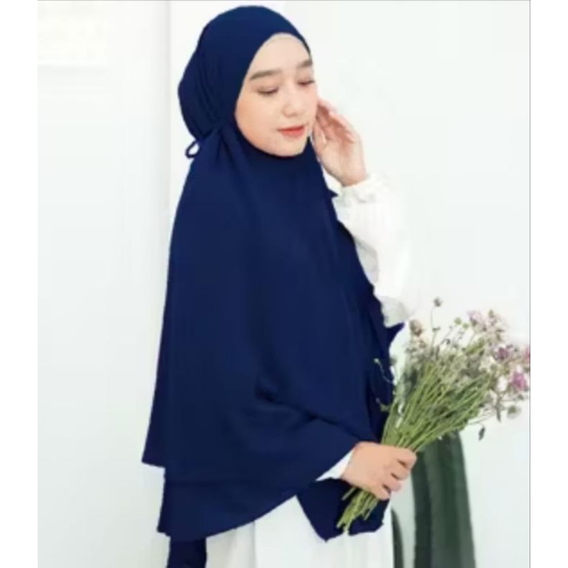 Hijab jilbab khimar kayla 2 Layer ceruti babby Doll kerudung wanita muslim syar'i jilbab instan  cer