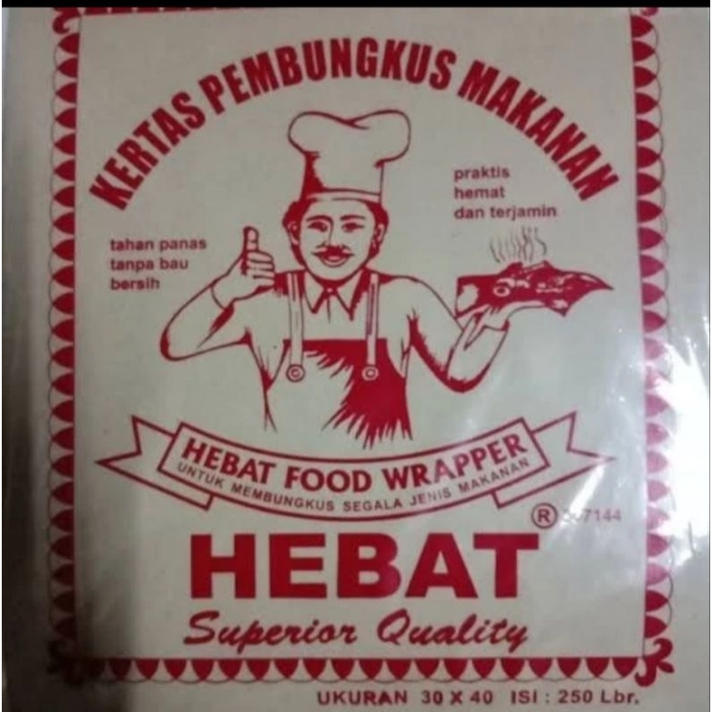 Kertas Nasi Coklat Laminasi besar merk HEBAT 30 X 40 cm isi 250 pcs per pack.bungkus nasi uduk / war