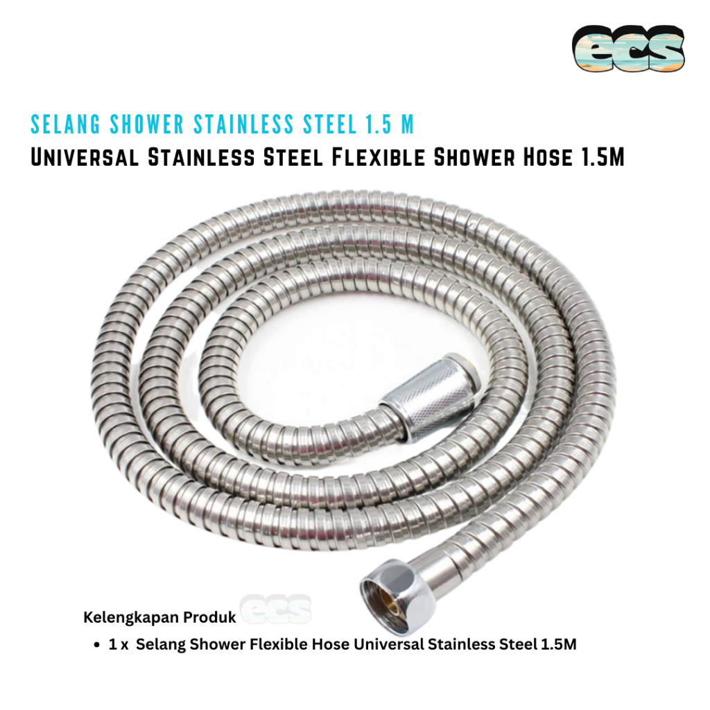SELANG SHOWER FLEXIBLE HOSE UNIVERSAL STAINLESS STEEL 1.5M
