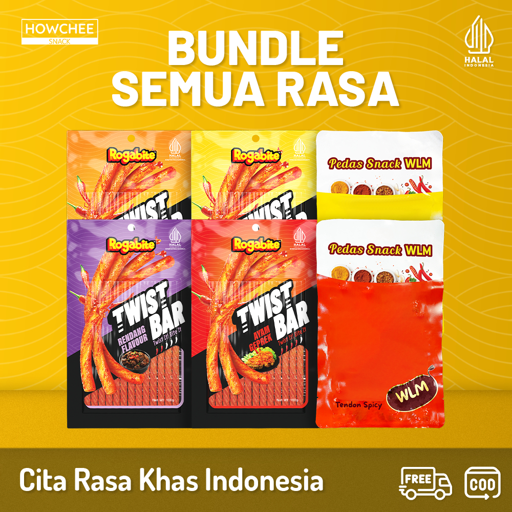 

Howcheesnack - [HALAL] [BUNDLE SEMUA RASA] Gluten Tendon Stik Pedas Camilan Siap Saji Kembang Tahu