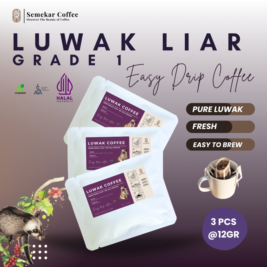 

Semekar Coffee - Kopi Drip Bag Luwak Arabica Specialty 3 pcs/set