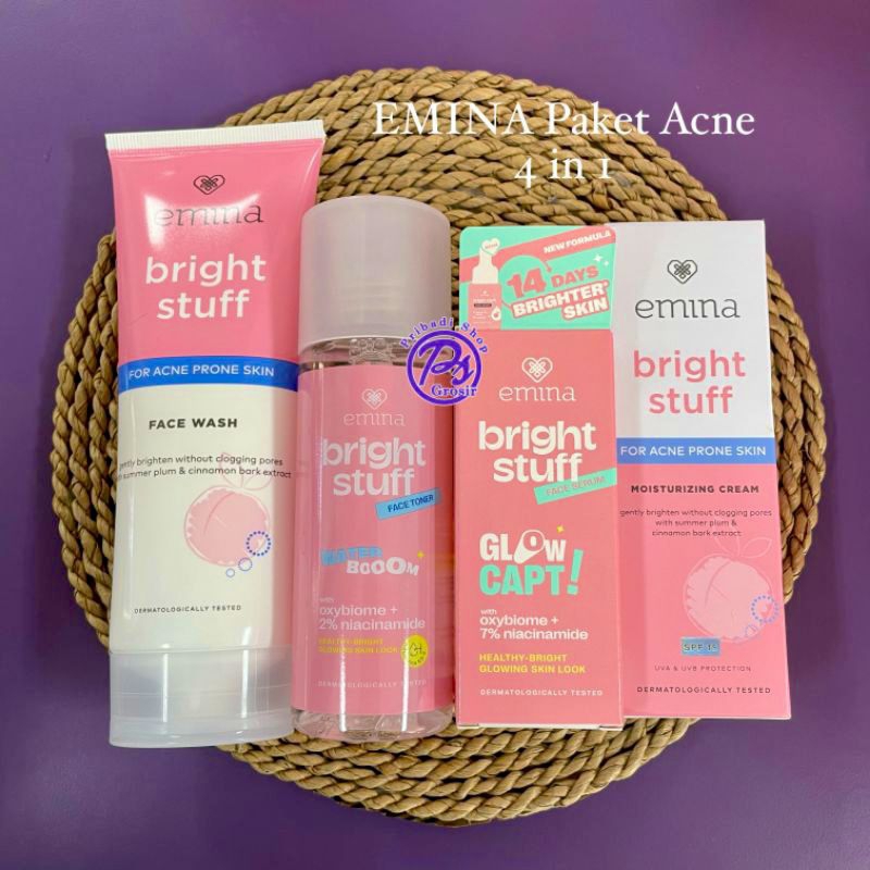 Emina paketan skincare series || Emina bright stuff skincare
