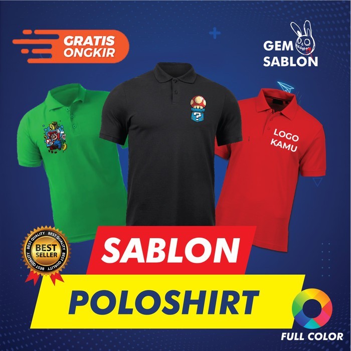 Kaos Polo Custom Sablon Nama / Logo | Baju Polo Kerah Pria Wanita - Bisa Desain Sendiri
