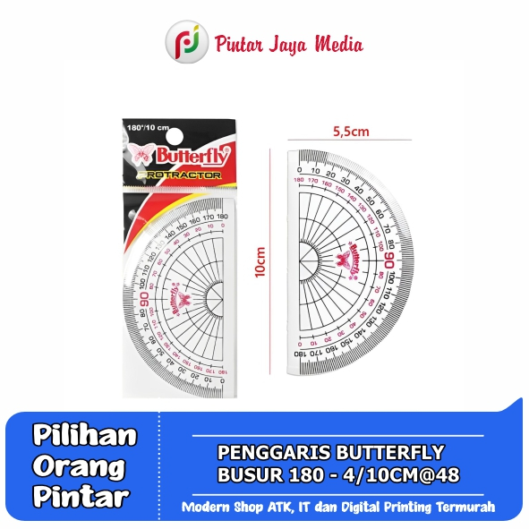 

Busur Derajat/Penggaris Busur 180 Derajat 10 cm Butterfly