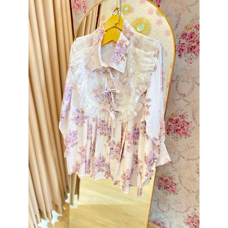 Atasan Kemeja Renda Pita Wanita