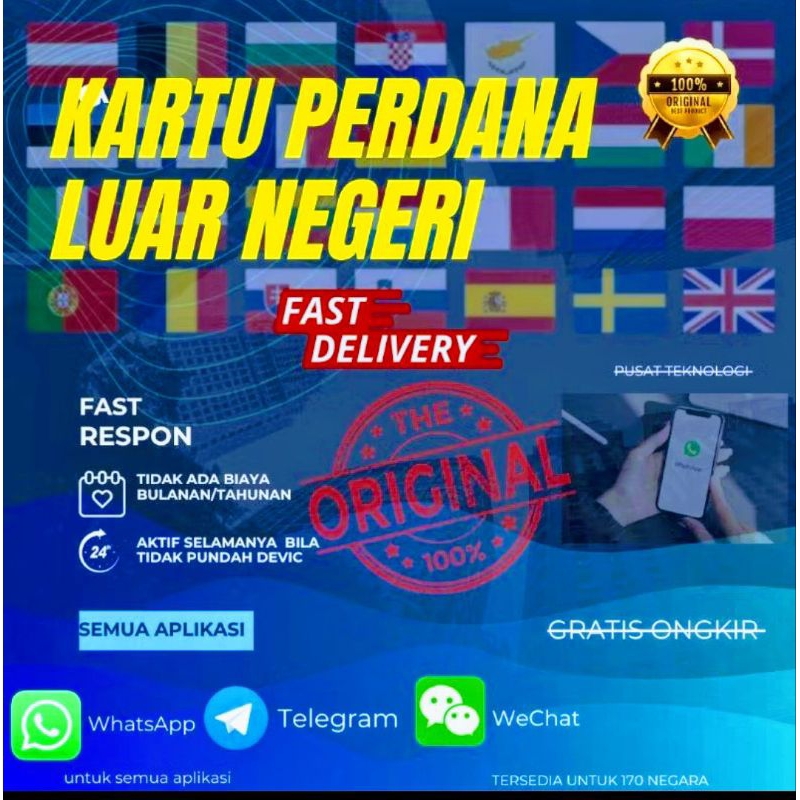 Kartu Perdana Luar Negeri untuk daftar wa/tele dan aplikasi lainnya