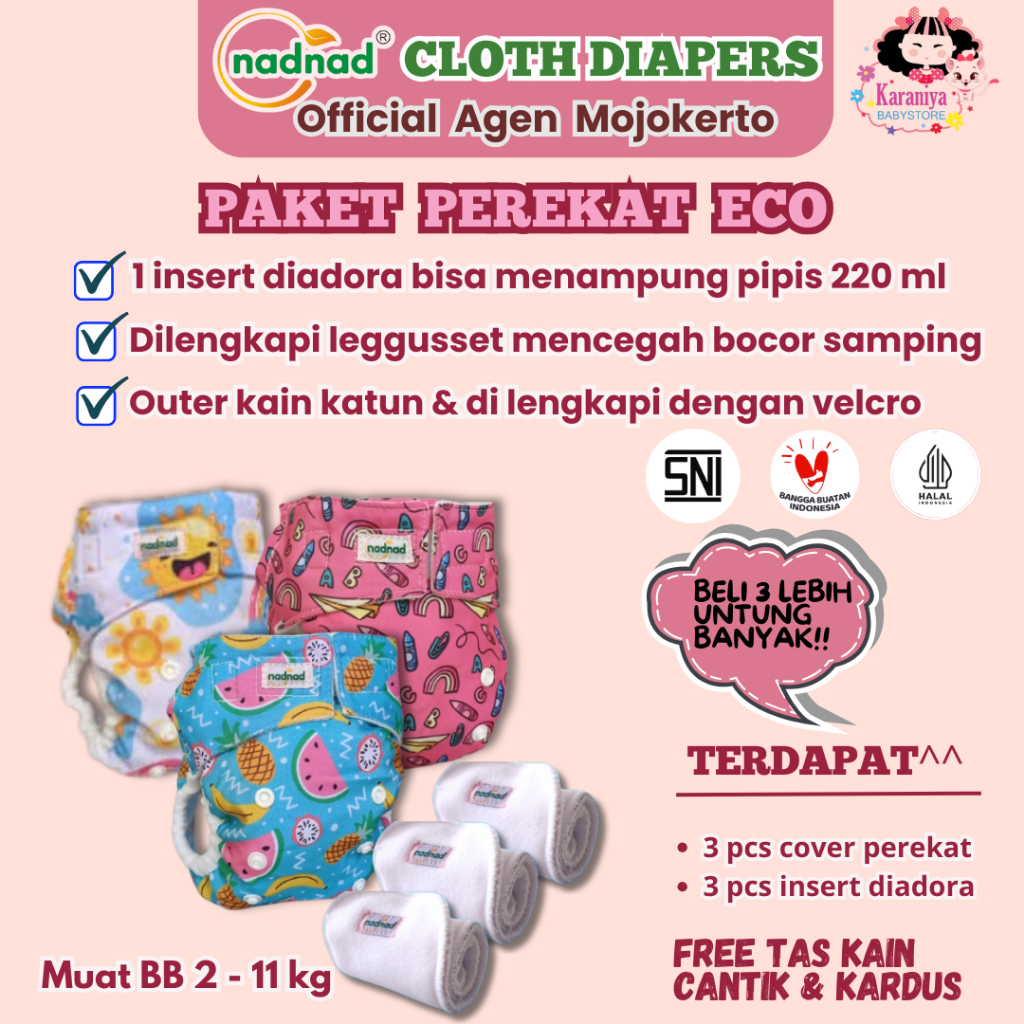 [FREE TAS] Paket Promo Clodi NadNad by Sakina Cover New born