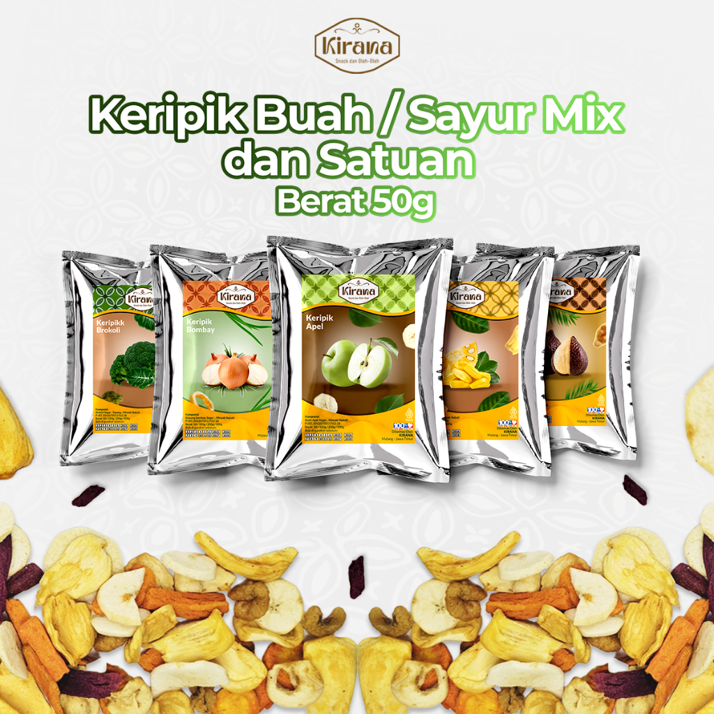 

KiranaSnackGrosir – Keripik Buah Keripik Sayur Keripik Mix 50 gram - makanan, cemilan, snack