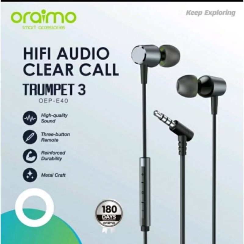 Oraimo Wired Headset Halo 4 Super Bass In-Ear Earphone OEP-E26 / E40