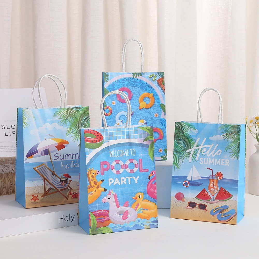 

Satuan-Paperbag tema pantai summer/ Tas kado motif Pantai Laut Liburan/Paperbag ultah gift souvenir kado tema summer pantai