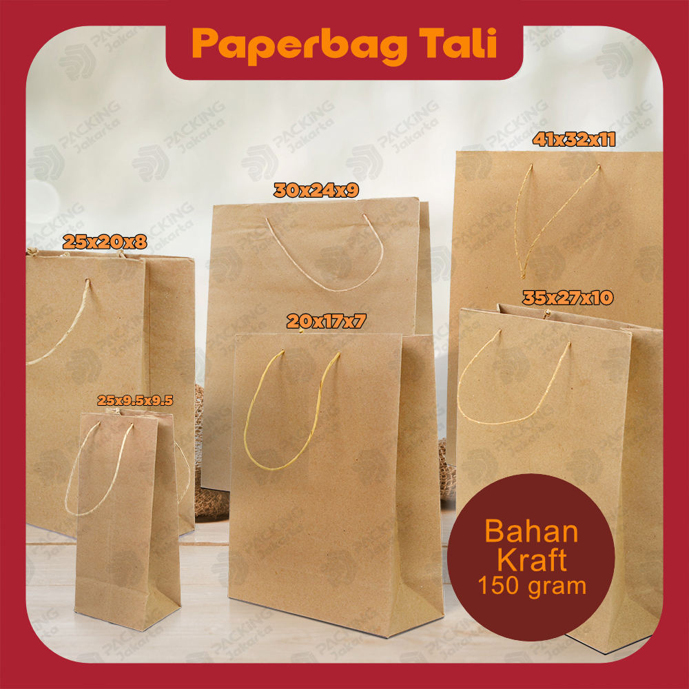 

Paper Bag Tali Cokelat Custom Sablon | Kantong Kertas Kraft Sablon | Goodie Bag Murah |