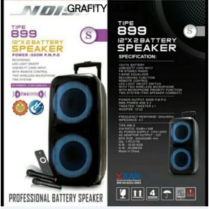 Speaker Portable Wireless Noise 899 S 2x12 Inch Original 2 X 12 inch Double 12 speaker