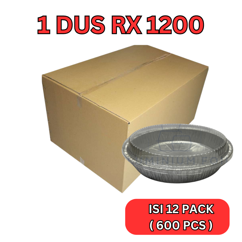 Wadah Aluminium Foil Cup 1 Dus Rx 1200 Ukuran1.200ml + Tutup Tray Untuk Nasi Briyani