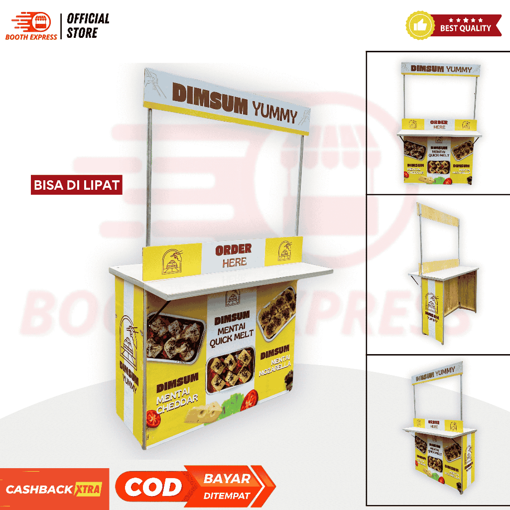 Booth Express - Booth Portable Meja Depan / Gerobak Portable Siap Jualan / Custom Desain