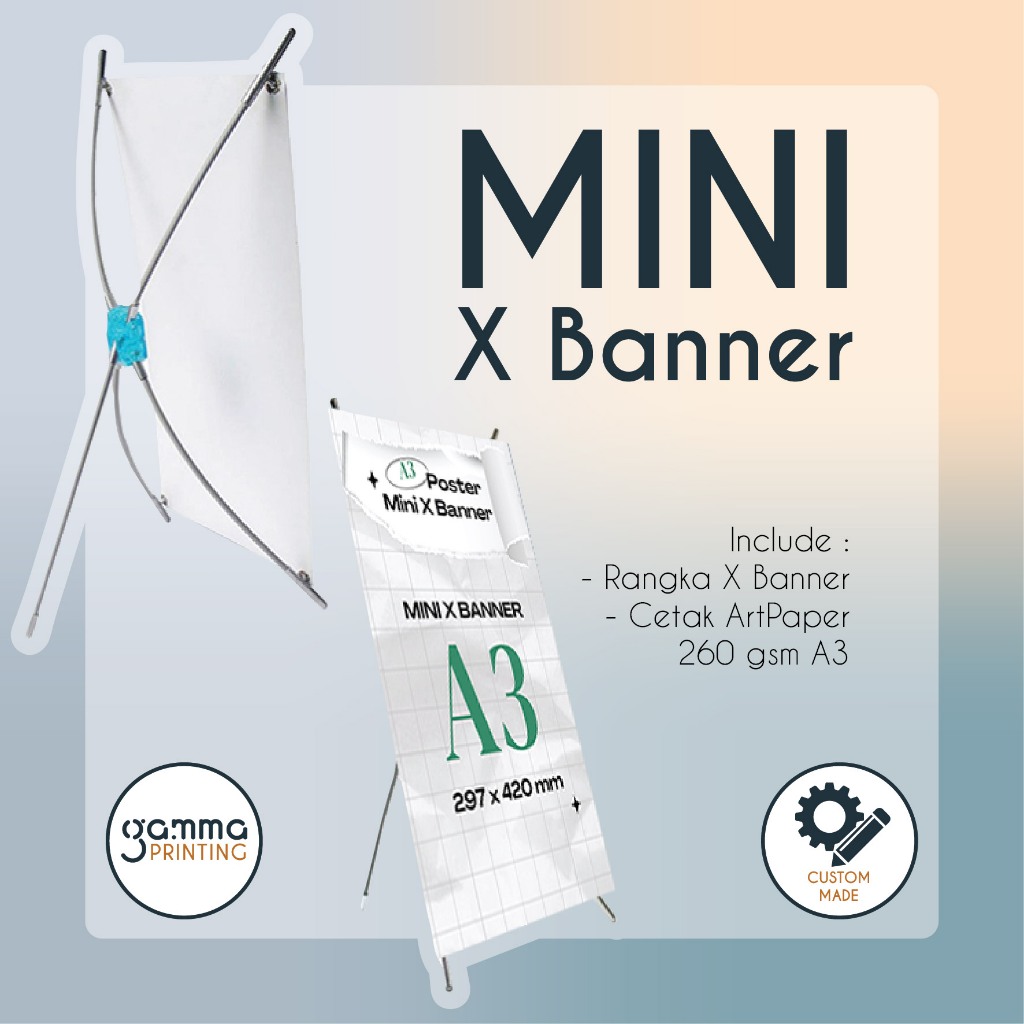 Custom Cetak Mini X Banner / Tripod Stand Benner / Banner A3 Booth Toko Murah Cepat