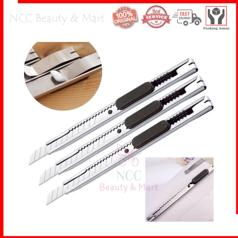 

* NCC * Cutter Stainless Steel Pemotong Kertas Kardus Unboxing Paket Packing Serbaguna Cuter
