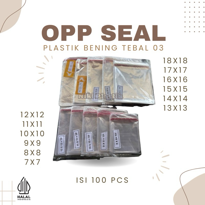 OPP Seal Bening | Plastik OPP Transparan Tebal 03 Ukuran 18x18 | 17x17 | 16x16 | 15x15 | 14x14 | 13x