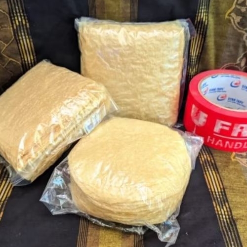 

kulit tahu kering bulat ukuran 10×10 cm isi 50pcs