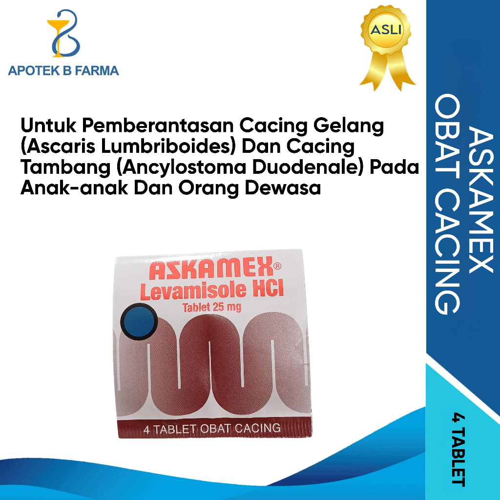 Askamex Levamisole HCI 1 Strip 4Tablet | Obat Cacing