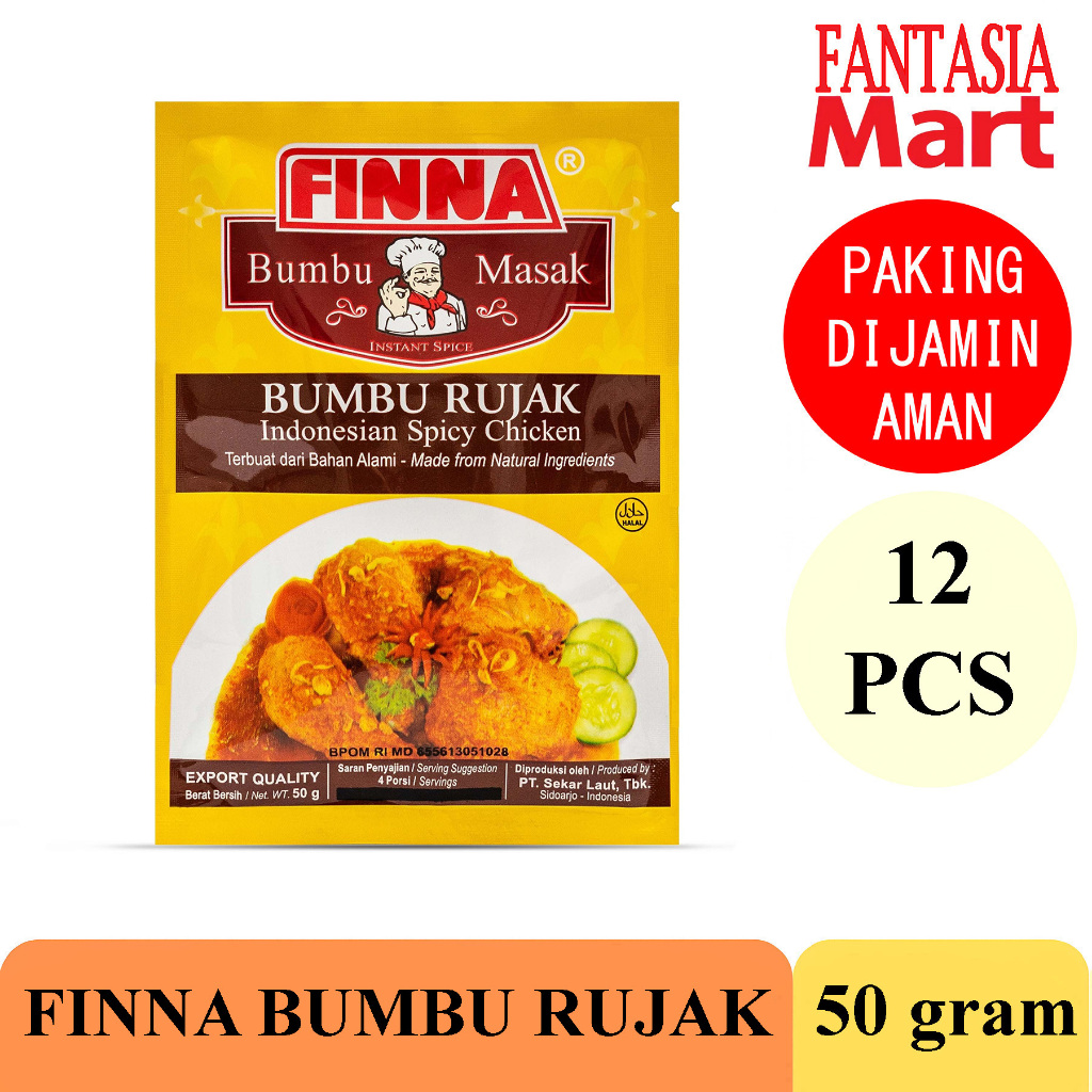

FINNA BUMBU MASAK RUJAK PACK 12 PCS 50 GRAM FANTASIA DENGAN PAKING AMAN