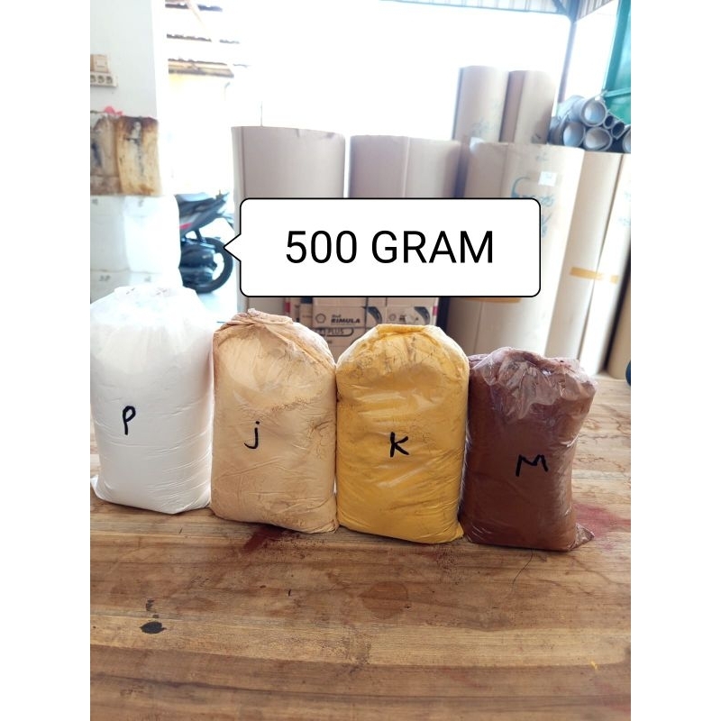 Oker dempul kayu ukuran 500 gram sedia jati, merah, kunyit, putih.