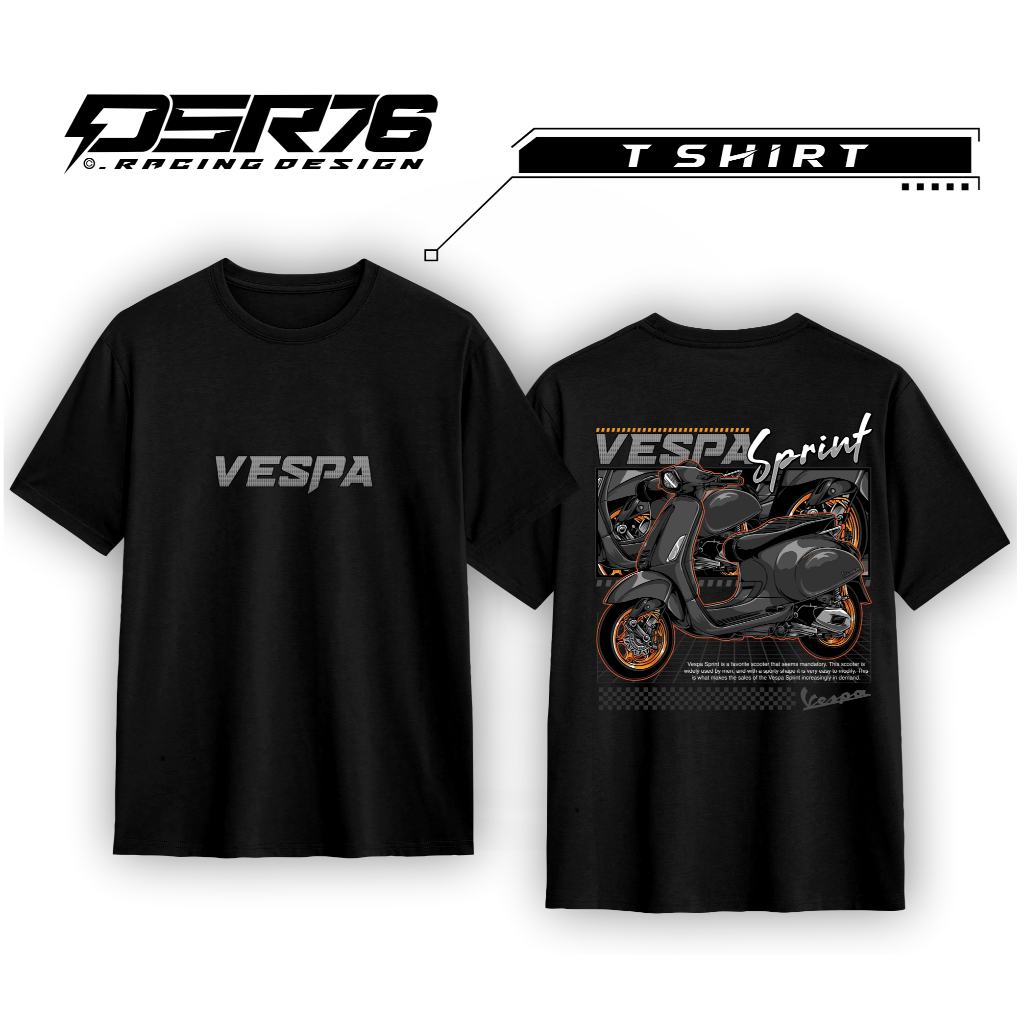 Kaos Motor Custom | Tshirt Bikers Touring Motif Motor Gede / Vespa / Cafe Racer