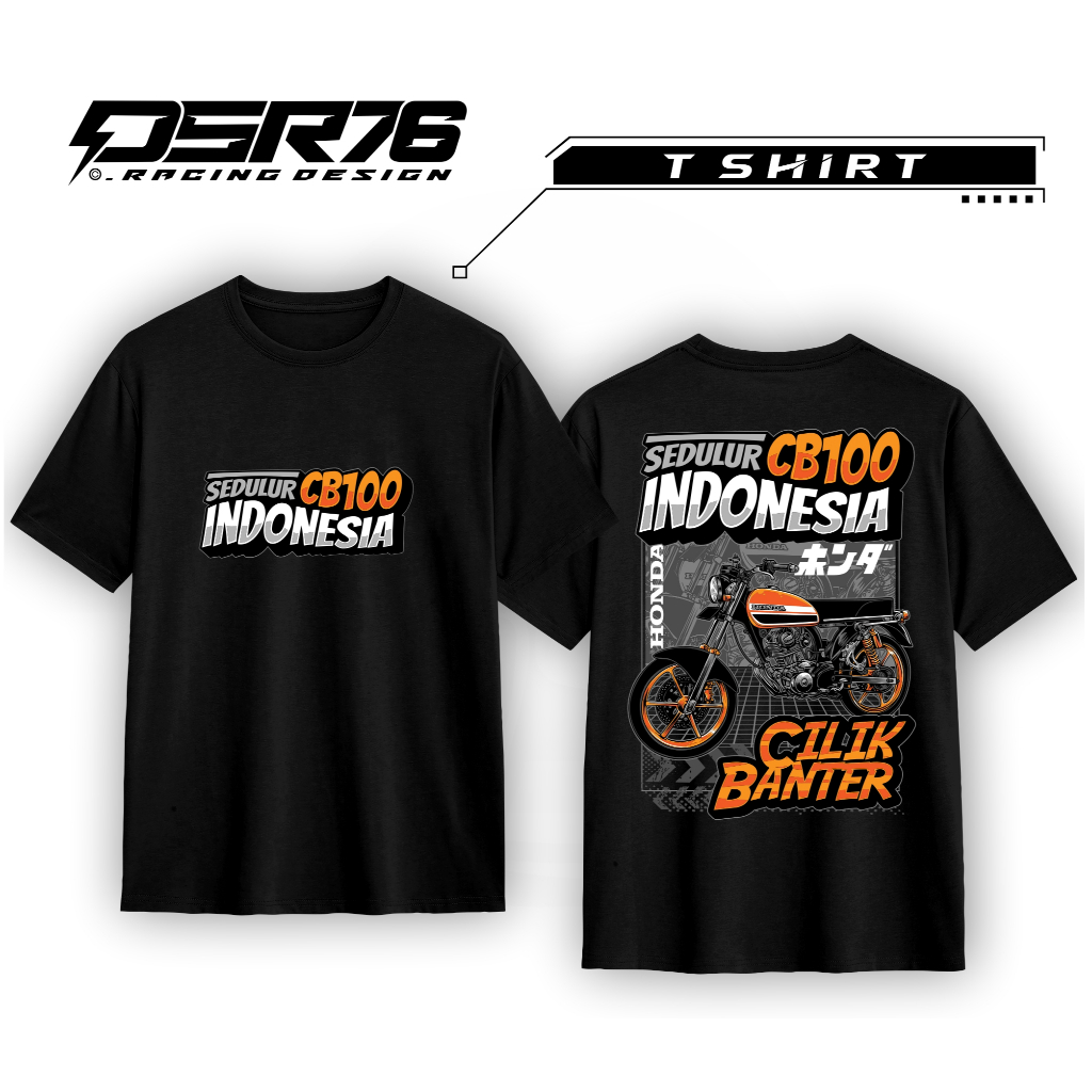 Kaos CB 100 | Kaos Motor Custom | Tshirt Bikers Touring Motif Motor