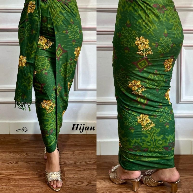 Kamen bali katun endek sugeng tretes pucuk emas (kamen lembaran) + selendang