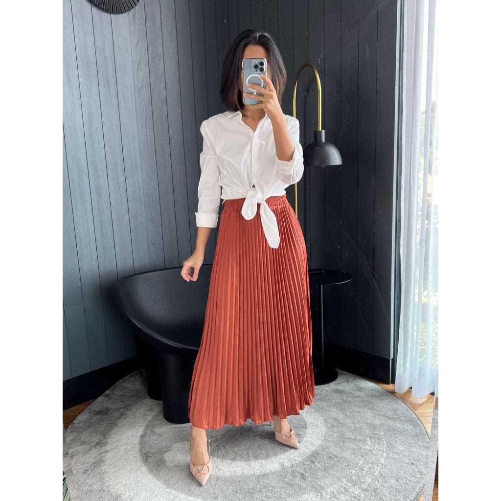 Rok plisket panjang/rok kerja rempel muslimah/rok premium jumbo / Rok Wanita / Rok Korea