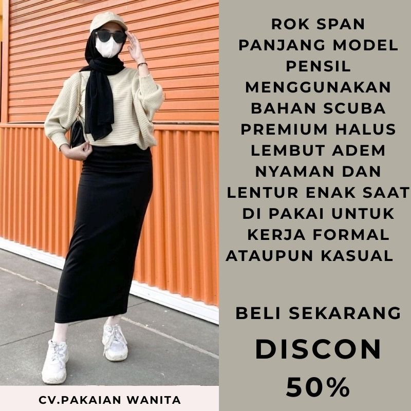 Rok Span Panjang Scuba Premium