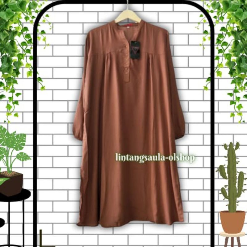 Tunik polos rayon jumbo caramel