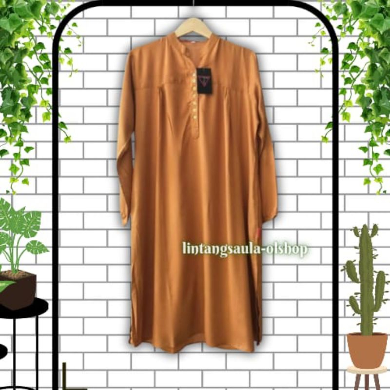 Tunik polos rayon jumbo mustard