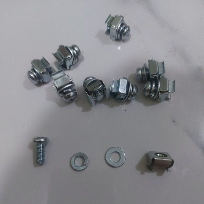 Paket Hemat Isi 50 Pcs Cage Nut M6 RackMount Screw Server M6 WallMount Baut Rak Server M6 Cage Nut L