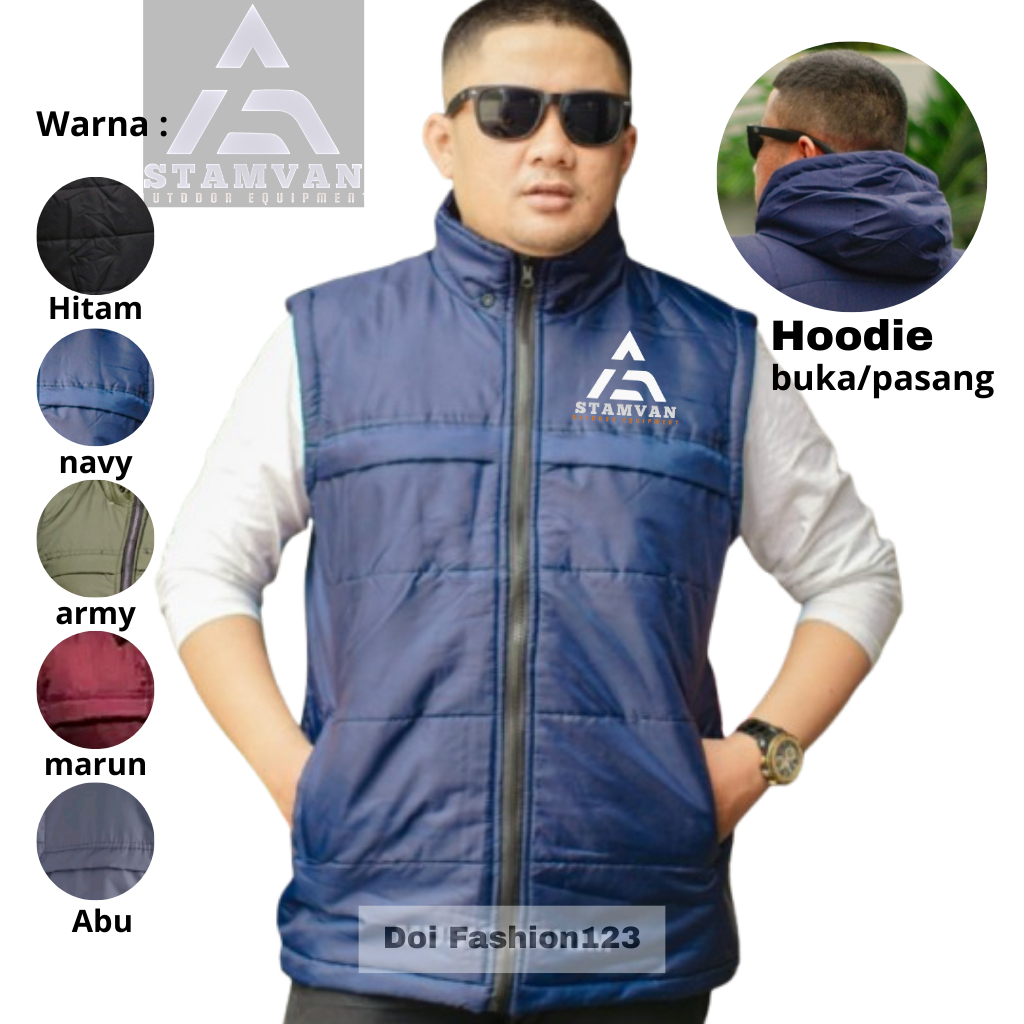 ROMPI HOODIE PARASUT PRIA JUMBO M L XL XXL / Vest Polos Motor OUTDOOR - Biru Navy