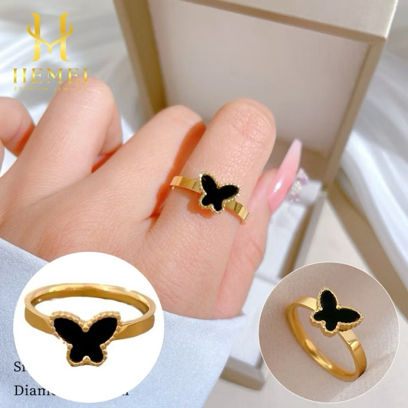 COD Terlaris Cincin Titanium Wanita Model Kupu Kupu Cincin Titanium Wanita Terlaris Cincin Wanita Mo