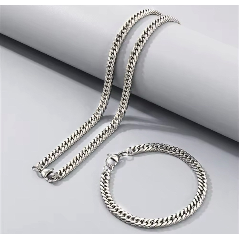 Cod Terlaris Satu Set Kalung Dan Gelang Kalung Titanium Pria Korea Kalung Hip Hop Pria Korea Gelang 