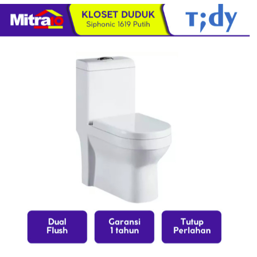 TIDY 1619 WHITE SIPHONIC ONE PIECE CLOSET (Kloset Duduk)