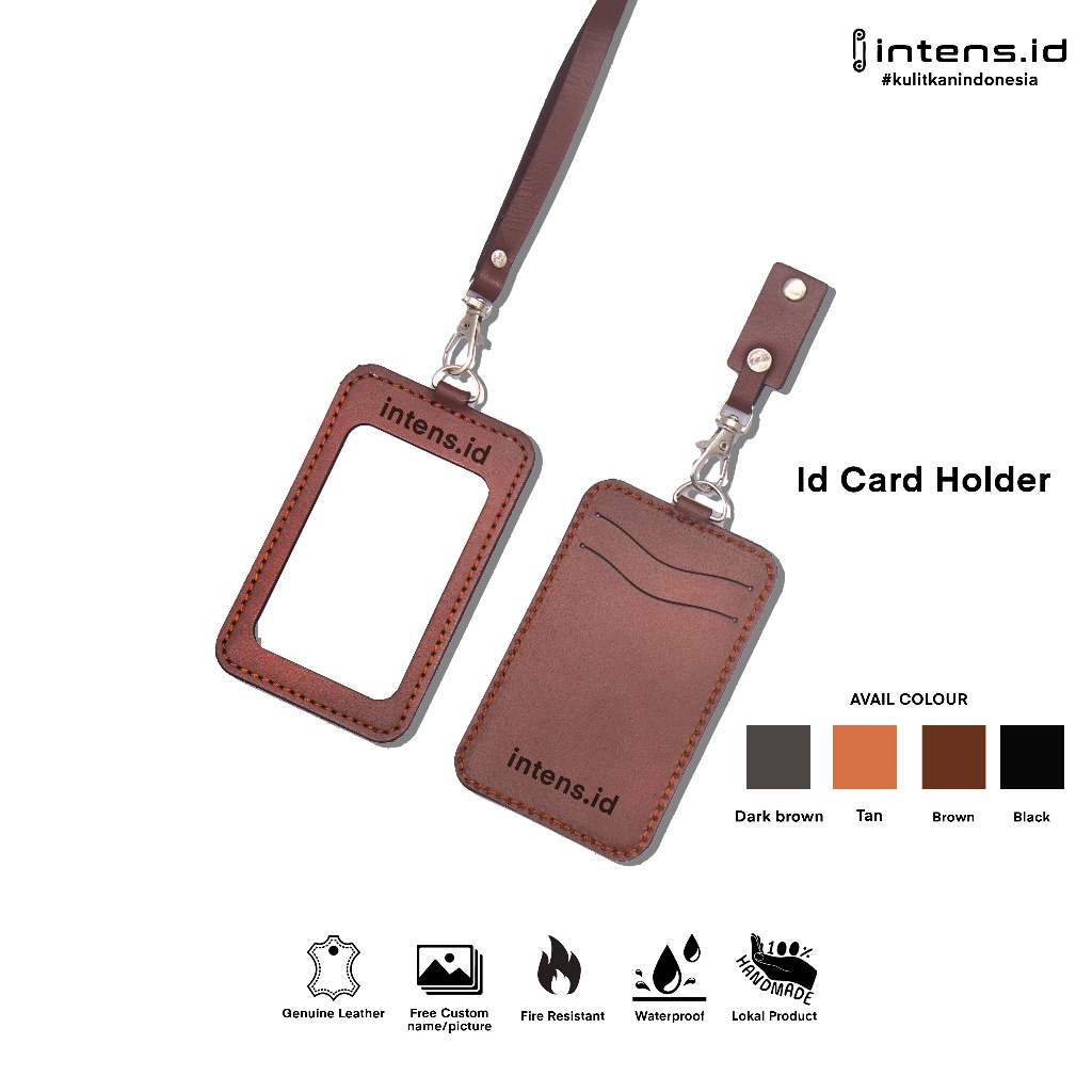 

Intens.id gantungan id card holder kulit name tag kulit lanyard kulit custom