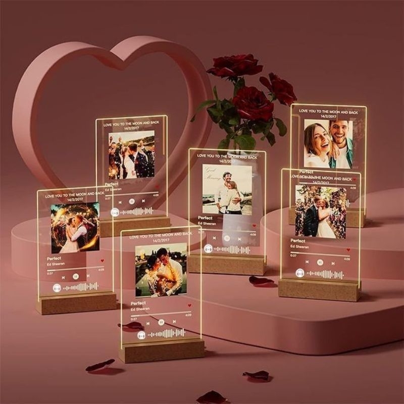 Custom kado akrilik sportify foto kado ulang tahun lampu tidur akrilik