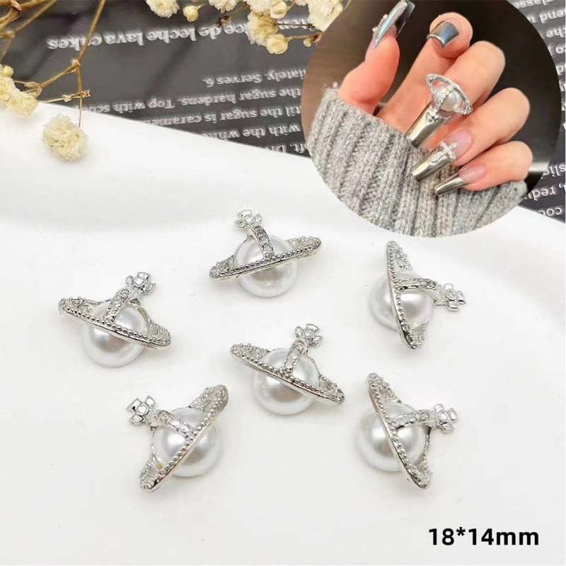 2 PCS - Salib Mutiara Cross Pearl Vivienne Westwood Aksesoris Kuku / Dekorasi Kuku / Nail Accessorie