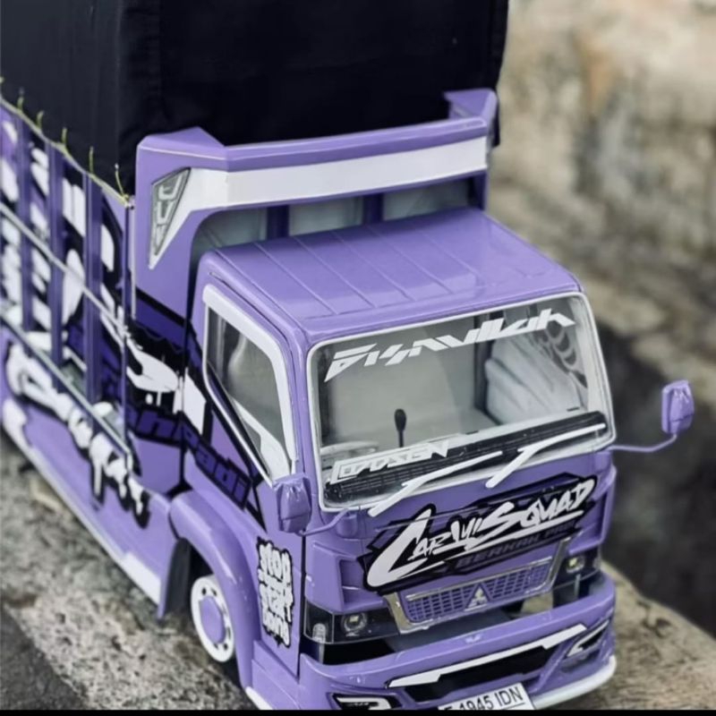 promo miniatur truk trucuk trek bahan kayu asli roda kayu ful variasi bonus terpal dan lampu mainan 