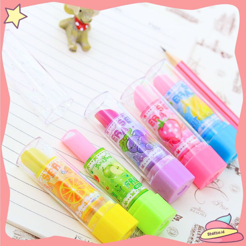

(BISA REQUEST WARNA) Penghapus Putar 8812 Lipstik Buah ER-1218 Eraser Penghapus Karet Hapusan Setip Stip Eraser
