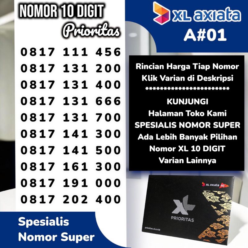 Nomor Cantik XL 10 Digit - Kartu Perdana XL Prioritas - Nomer Cantik XL 10 Digit