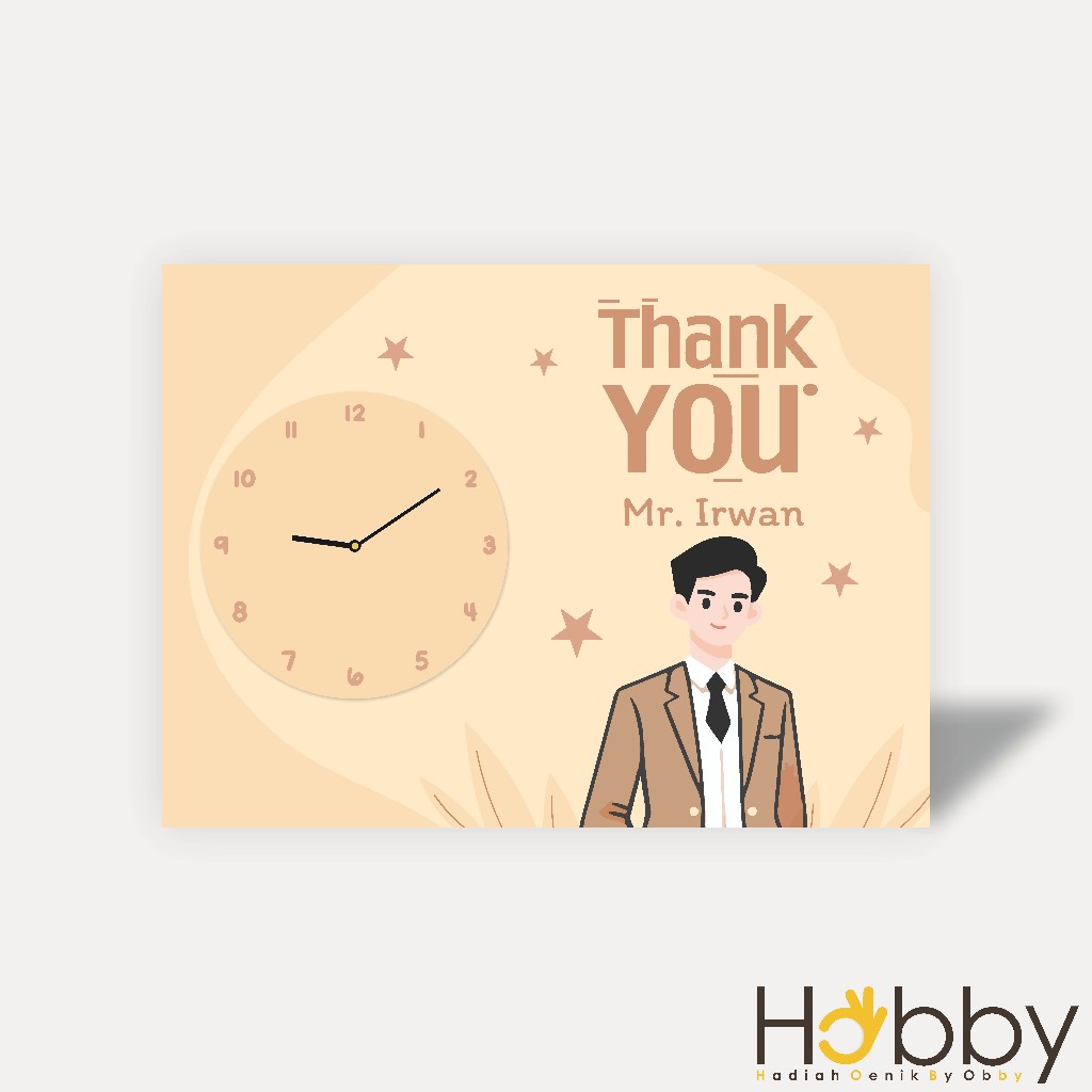 JAM DINDING KAYU CUSTOM NAMA KENANG KENANGAN PERPISAHAN GURU UNIK MEJA DUDUK SOUVENIR HARI GURU