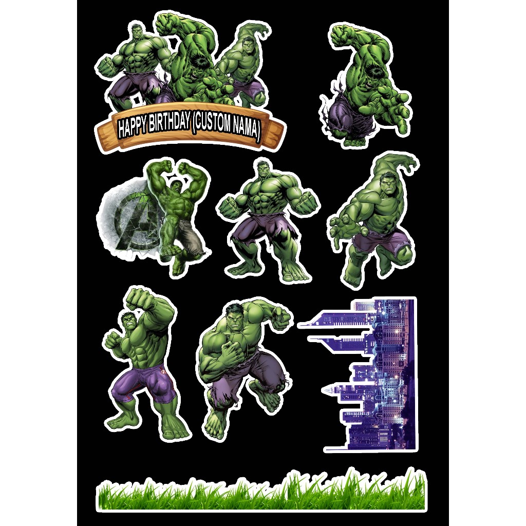 Topper Kue Ulang Tahun Karakter Lucu HULK | Hiasan Kue Custom Nama