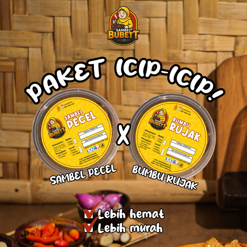 

Paket Hemat Icip-icip Sambel Pecel & Bumbu Rujak 400g Lebih Murah SAMBEL BUBETT