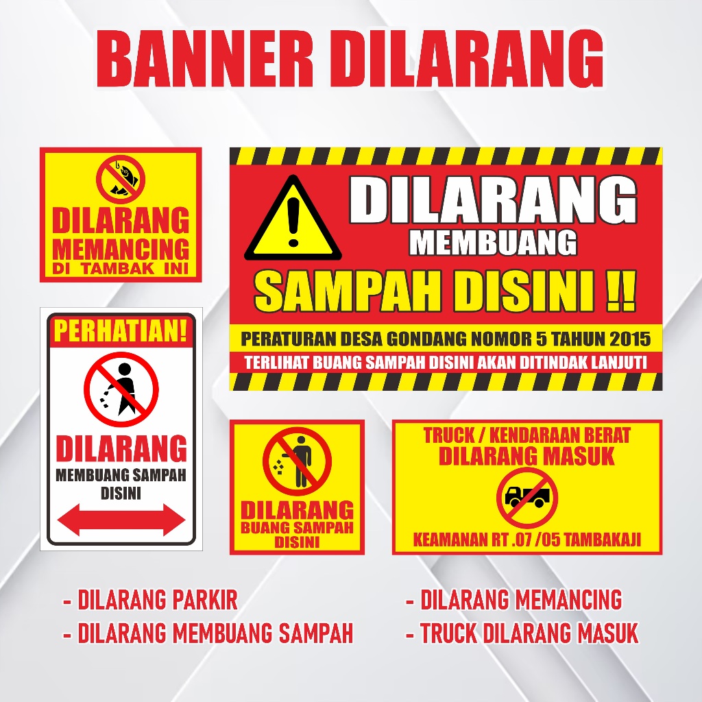 Banner / Spanduk Dilarang Membuang Sampah / dilarang parkir