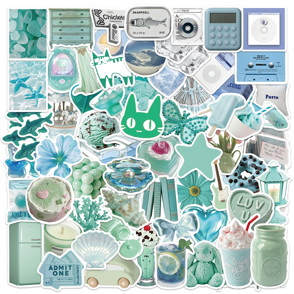 

50pcs Hijau ins Desain Bagus Anti Air Stiker Waterproof untuk Motor Helm Buku Journal Koper Casing Laptop Botol Minum Hadiah Anak