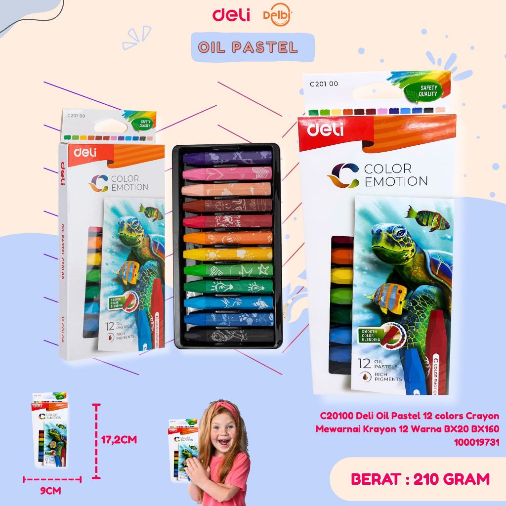 

C20100 Deli Oil Pastel 12 colors Crayon Mewarnai Krayon 12 Warna