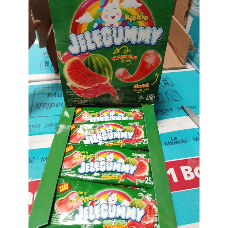 

JELEGUMMY Kio-Kio Varian Rasa Water Melon isi Extra 24 Pcs + 1 Free Bonus 600gram Halal
